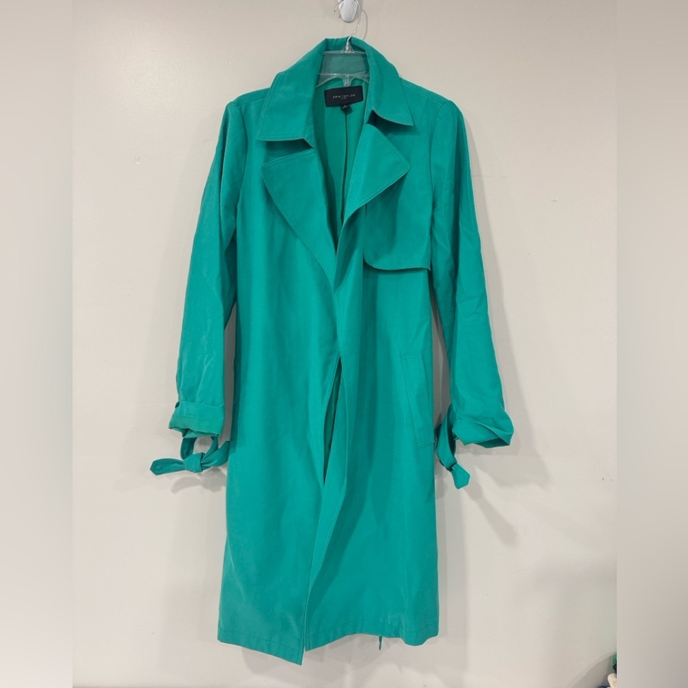 Ann Taylor Factory Teal Trench Coat Size Medium